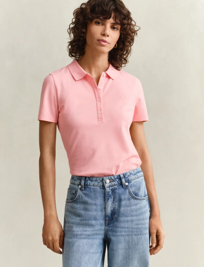 GANT Slim Shield Ss Pique Polo   Pink   XS