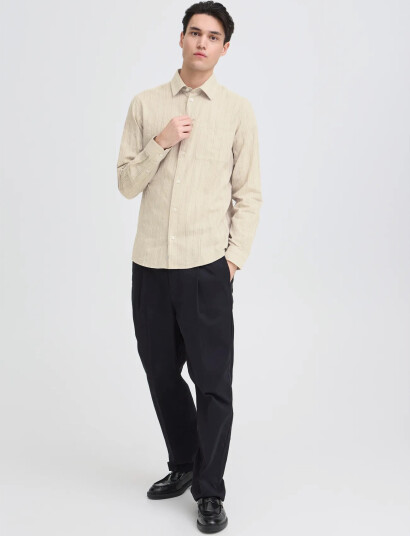 Casual Friday Cfhedman Dobby Striped Shirt Cream S