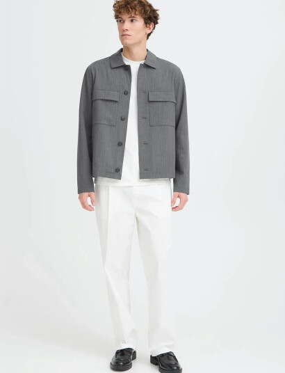 Casual Friday Cfgrahn 0254 Striped Shacket Grey L