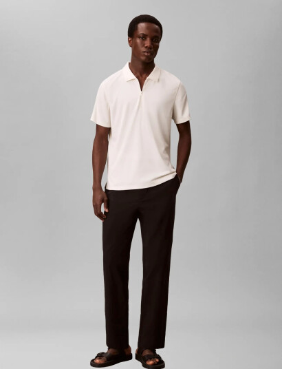 Calvin Klein Ss Slim Stretch Mesh Pique Polo Cream L