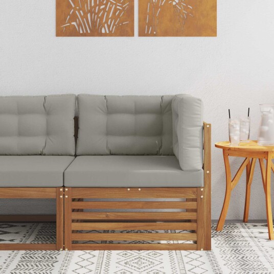 vidaXL Ute Hjørnesofa Solid akasietre Naturlig