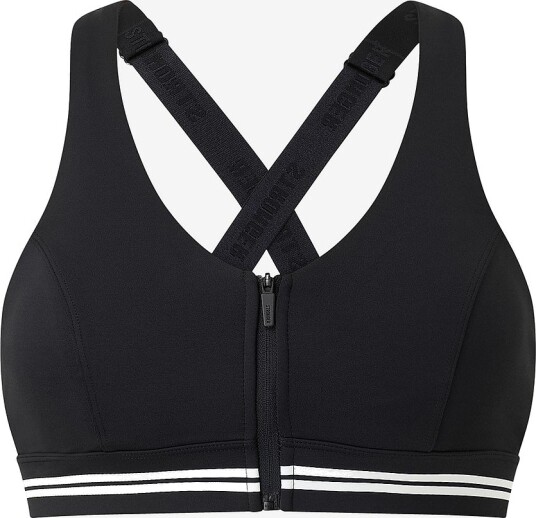 STRONGER Signature Logo Zip Sports Bra Black XL