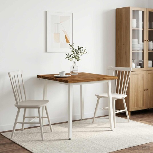 vidaXL 90 x 90 x 75 cm Solid akasietre Naturlig og Hvit Torget