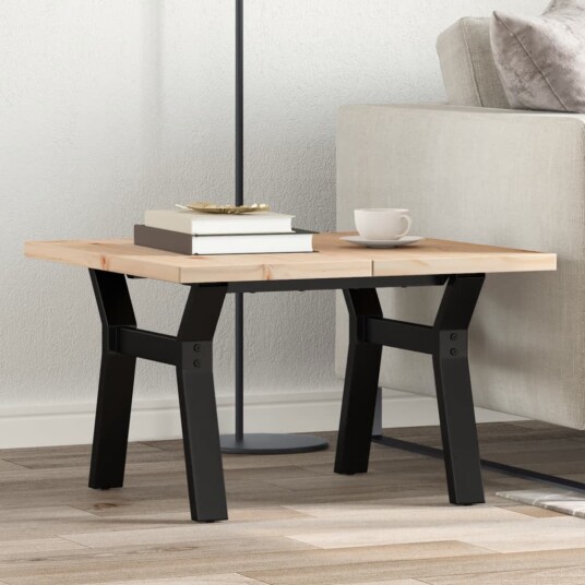 Salongbord Y-ramme 70x70x40,5 cm heltre furu og støpejern 3282771