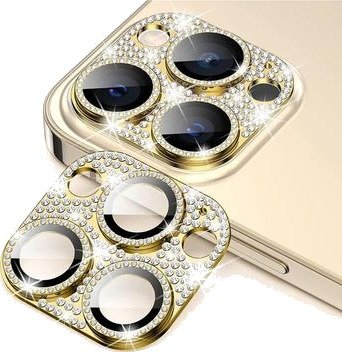 iPhone 15 Pro/15 Pro Max Hat Prince Glitter Kamera Linse Beskyttelse - Gull