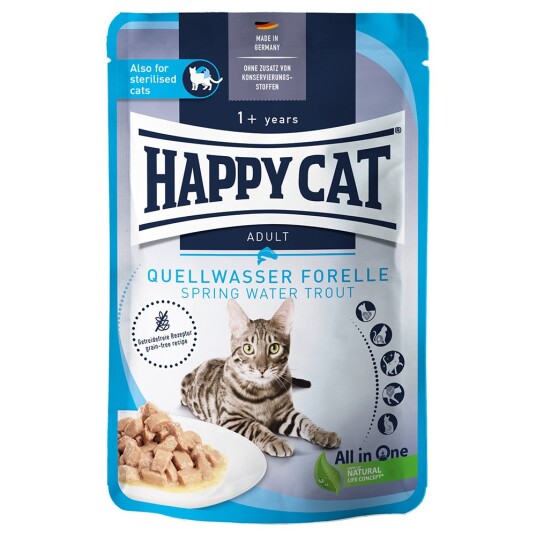 Happy Cat Pouch Meat In Sauce 24 X 85 G Kildevanns-Ørret