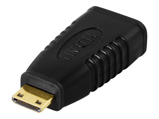 Deltaco HDMI-adapter mini HDMI hann til HDMI hunn 19-pin svart gullbelagt Deltaco HDMI-adapter mini HDMI hann til HDMI hunn 19-pin svart gullbelagt
