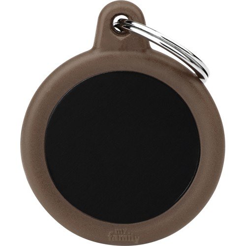 Myfamily Hushtag Sirkel Id Tag-Aluminium Med Plast Kant Brun/Sort