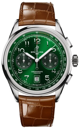 Breitling Herreklokke AB0145371L1P1 Premier Grønn/Lær Ø42 mm
