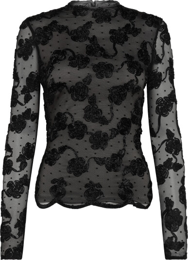 ROTATE Flower Mesh Ls Top Black 34