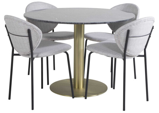 Venture Design Estelle & Vault spisegruppe Svart/grå 4 st stoler & bord 106 cm