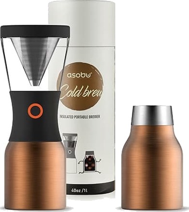 Asobu Cold Brew Kaffemaskin for kaldbrygging Sort Kobber Kopper Rustfritt stål 1 stykker Asobu Cold Brew Kaffemaskin for kaldbrygging Sort Kobber Kopper Rustfritt stål 1 stykker