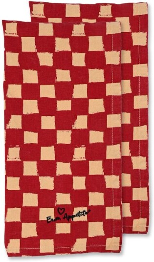 Byon Love kjøkkenhåndkle 50x70 cm 2-pk Rød-sand Byon Love kjøkkenhåndkle 50x70 cm 2-pk Rød-sand