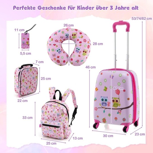 Barnebagasjesett med 5 deler – 16"" koffert, ryggsekk og mer Barnebagasjesett med 5 deler – 16"" koffert, ryggsekk og mer