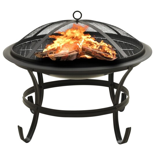 vidaXL 2 i 1 Bålfat og grill med ildrake 56x56x49 cm stål