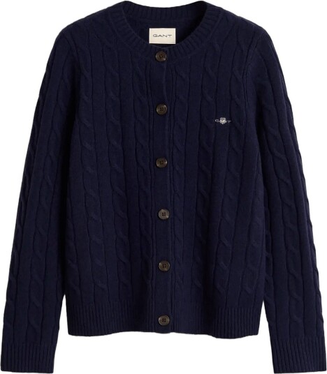 Gant Lambswool Cable Knit Cardigan   EVENING BLUE   XL