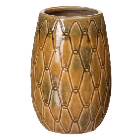 Bigbuy Home Vase 15 X 15 X 22,5 Cm Keramikk Sennep