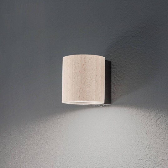 TK Lighting Eve vegglampe bøk tre Ø 8 cm GU10