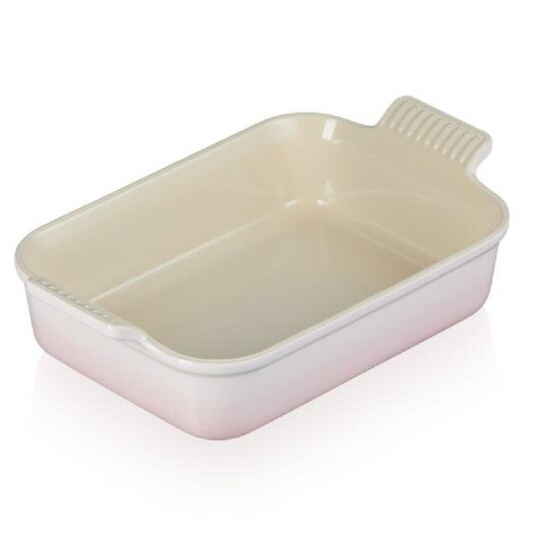 Le Creuset Heritage rektangulært fat 26x19 cm shell pink