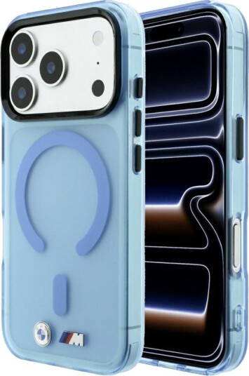 BMW M IML frostet metall-logo og dekor, MagSafe-etui til iPhone 17 Pro / 18 Pro Blå