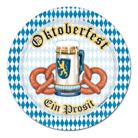 360 Degrees Ltd Papptallerkener Oktoberfest Ein Prosit - 8-pakning