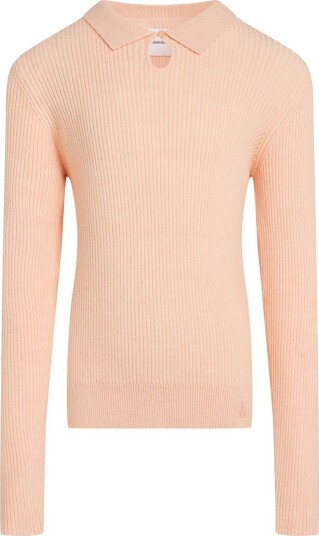 Calvin Klein Genser Strikk Rib Polo Krage Pink Sand Calvin Klein 12 år 152 Genser Rosa