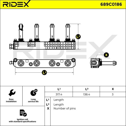 Tennspole RIDEX 689C0186 Tennspole RIDEX 689C0186