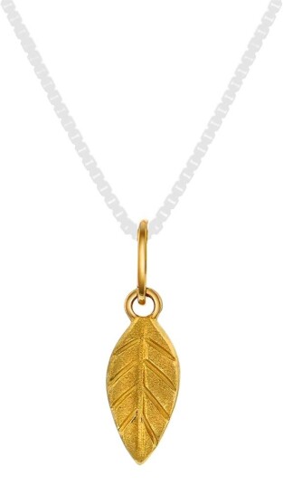 Pan Jewelry Anheng i 585 gult gull med blad
