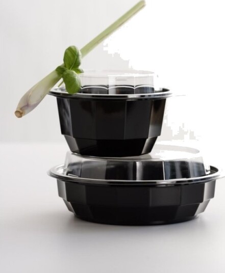 Plastskål Bowl Diamond 714Ml Ø18,8X4,8Cm Rpet Sort,6 Pk X 50 Stk/Krt