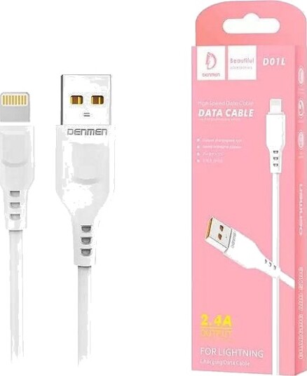 Denmen Usb-A Lightning Usb-Kabel 1 M Hvit 29347