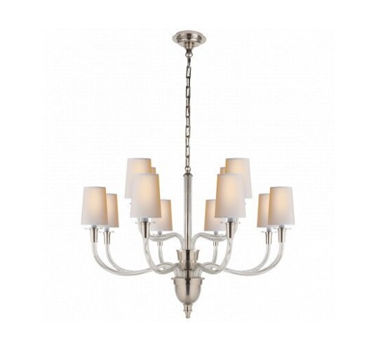 Vivian Large Two-Tier Chandelier Polished Nickel/Natural Paper Shades