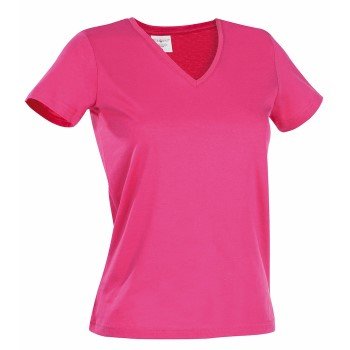 Stedman Classic V-Neck Women T-shirt Rosa bomull Medium Dame