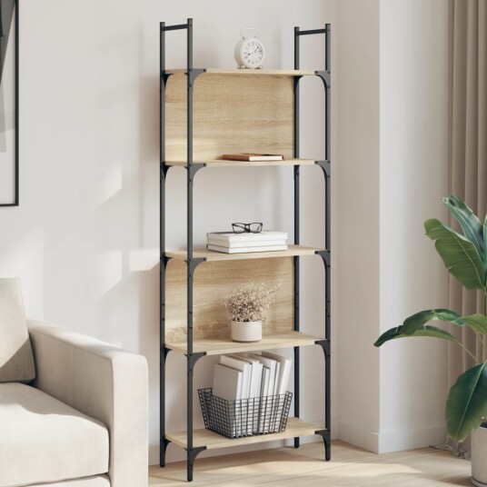 Bokhylle 5 etasjer sonoma eik 60,5x24x166,5 cm konstruert tre 8721012339156
