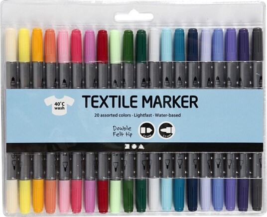 Creativ Company Tekstiltusj Textile Pens Extra Colors 20pcs.