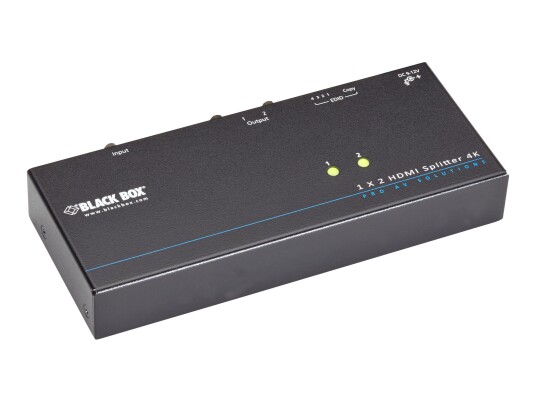 Black Box 4K HDMI Splitter 1x2 Rackmonterbar med TAA-samsvar