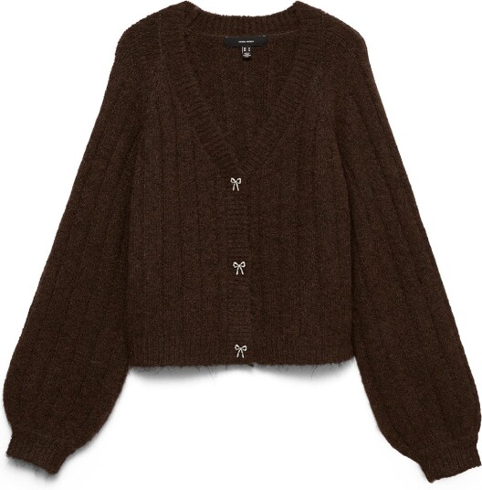 Vero Moda Vmsally Ls V Neck Cardigan   Brown   S