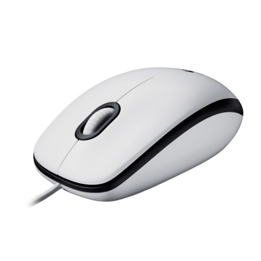 Logitech M100 Optisk Mus - Kablet - USB - Hvit - 3 Knapper
