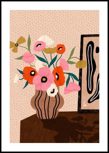 Flowers On Sideboard Poster Plakat / 70x100cm