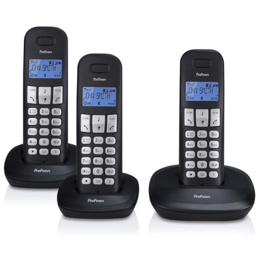 Profoon PDX-1130 DECT telefon med 3 håndsett svart Profoon PDX-1130 DECT telefon med 3 håndsett svart