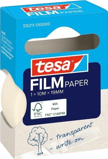 Tesa Tesa Tesafilm Paper 10 M Gjennomsiktig Papir 19 Mm 1 Stykker Boks