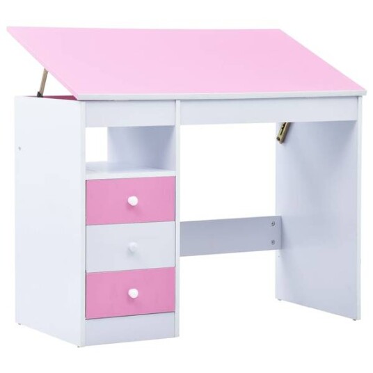 Tegnebord/skrivebord for barn - rosa og hvit
