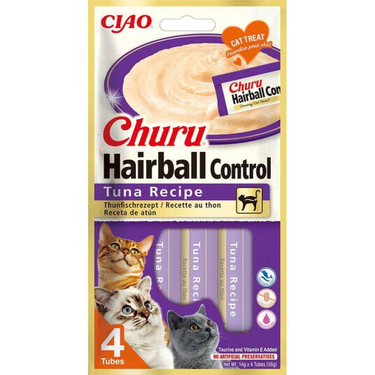 Churu Hairball Control Kattegodbiter med Tunfisk - 4 stk