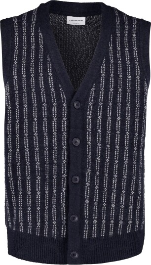 Lindbergh Jacquard Knitted Slipover Cardigan   NAVY MEL   XXL