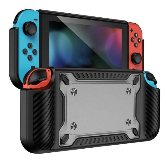 INCOVER Nintendo Switch OLED Plastdeksel m. Ergonomisk Grep - Svart / Gjennomsiktig
