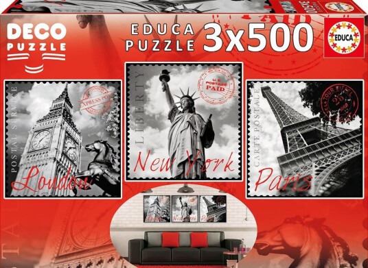 Educa Puslespill Big Cities Decorative 3x500 Brikker