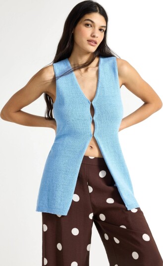 Lindex Fine Knit Vest   Blue   S