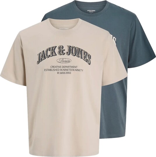 Jack & Jones Jjedenver Logo Tee Ss O Neck 2Pk Mp Cream L
