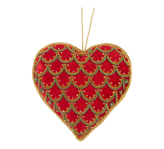 Tinker Tailor Hjerte med broderinger 10cm rød