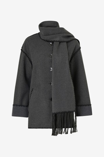Only Kåpe onlElba Life Scallop Edge Scarf Coat Grå Only Kåpe onlElba Life Scallop Edge Scarf Coat Grå