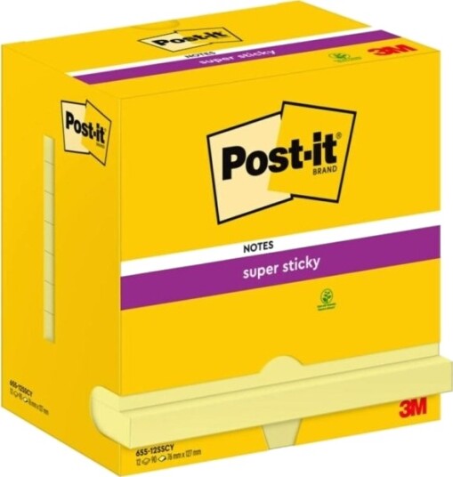 Post It Super Sticky Notes 3 In X 5 In Canary Yellow 12 Pads/Pack Gult 76,2 Mm 127 Mm 90 Ark